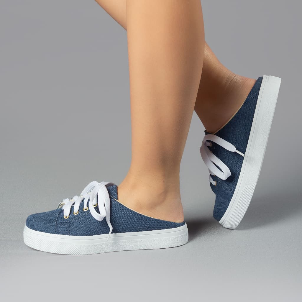 Tênis Feminino Calce Fácil Mule Meia Slip On Confortável Casual Envio Rápido Jeans