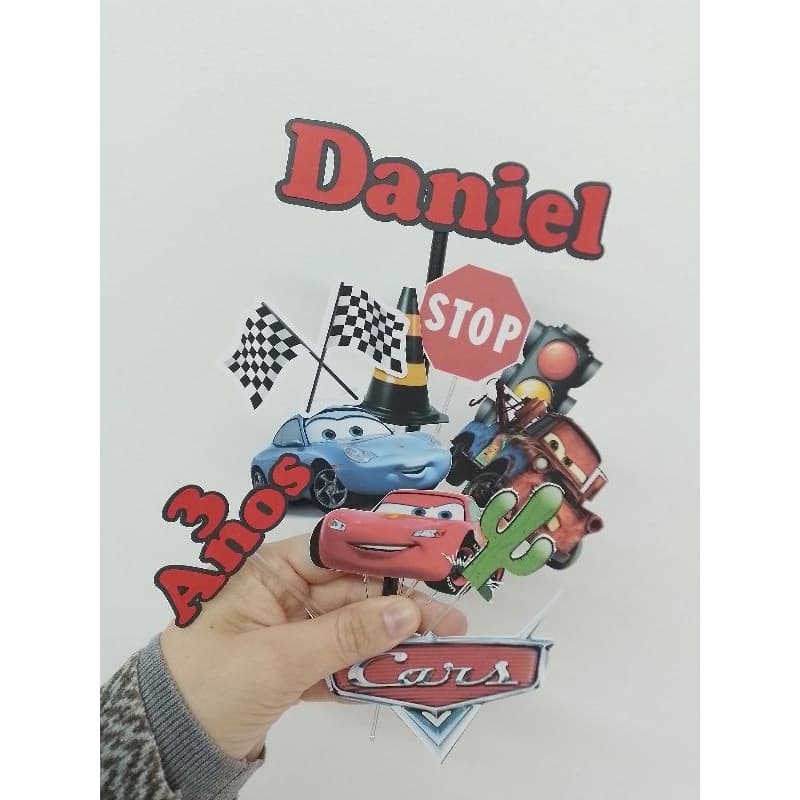 Topo de Bolo Personalizado – Tema Carros  Nome e Idade 🚗🏁