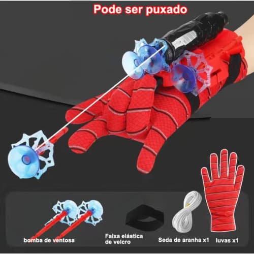 Kit 2 Luvas Homem Aranha Infantil Lançador de Teia Dardo Brinquedo Spider Man Menino e Menina