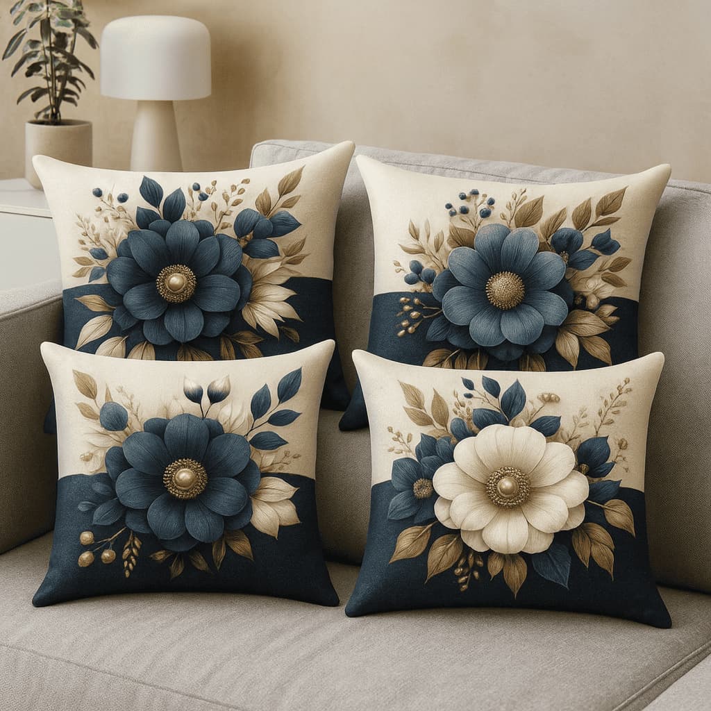 kit com 4  capas para almofada estampas flores variadas lançamento 45x45