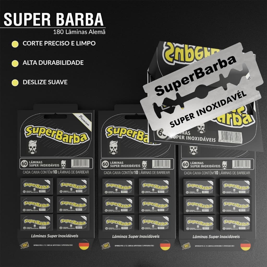 Lâmina De Barbear Super Barba Black Alemã C/60 Metades
