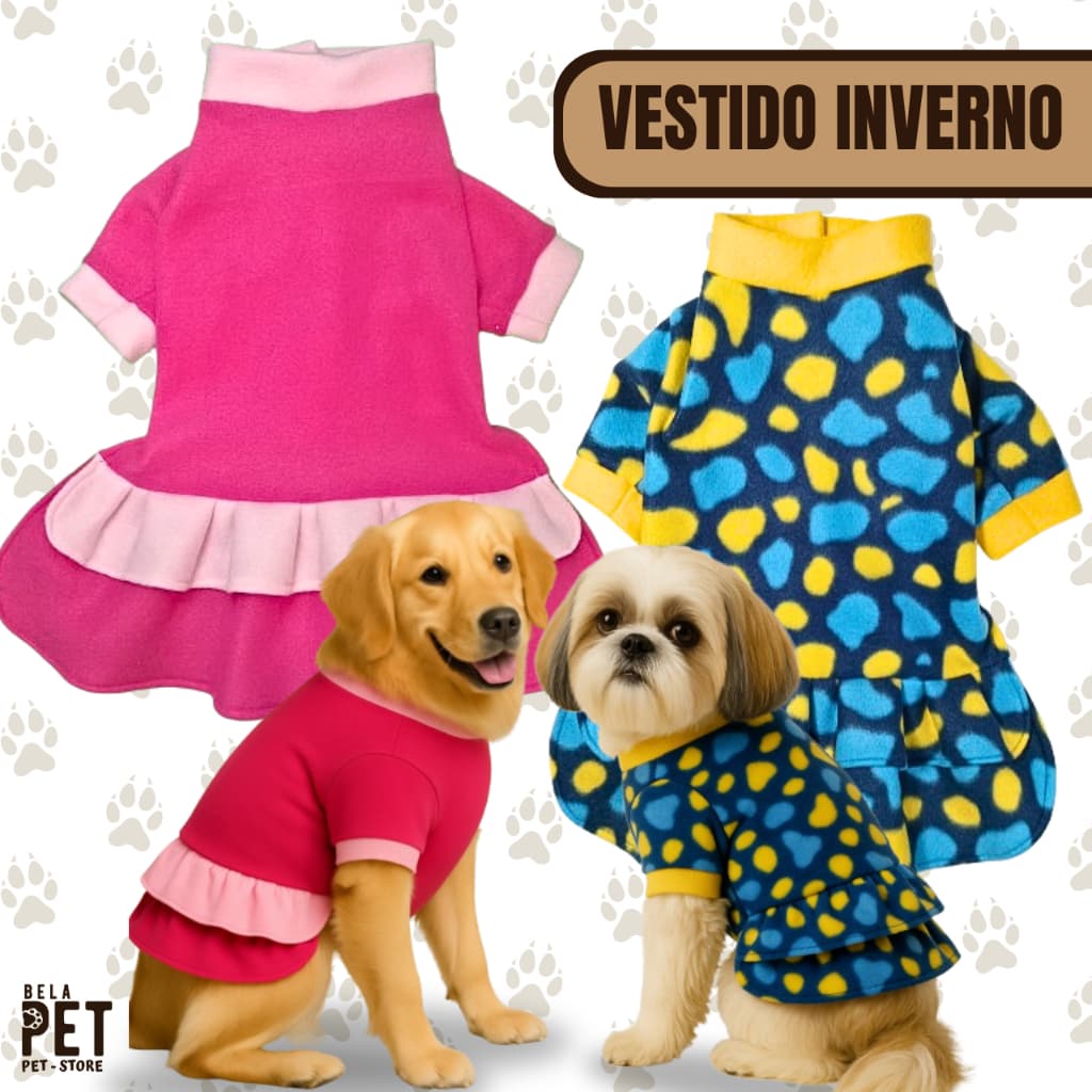 Roupa de Inverno para Cachorro Varias Cores Vestido Pet - Várias Cores - Vestidinhos Vários Tamanhos