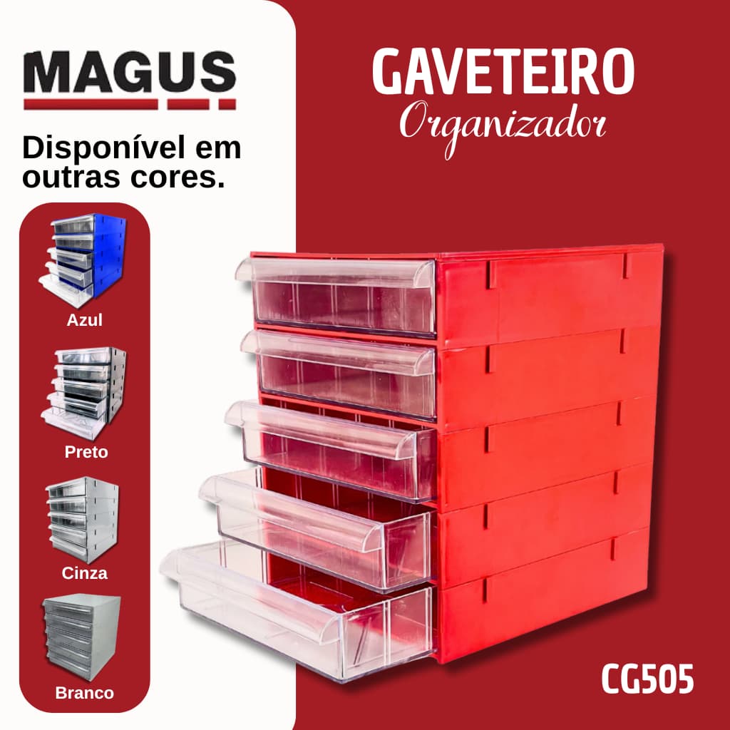 Gaveteiro Profissional Multiuso  CG505 Magus 5 Gavetas Amplas e Reforçadas
