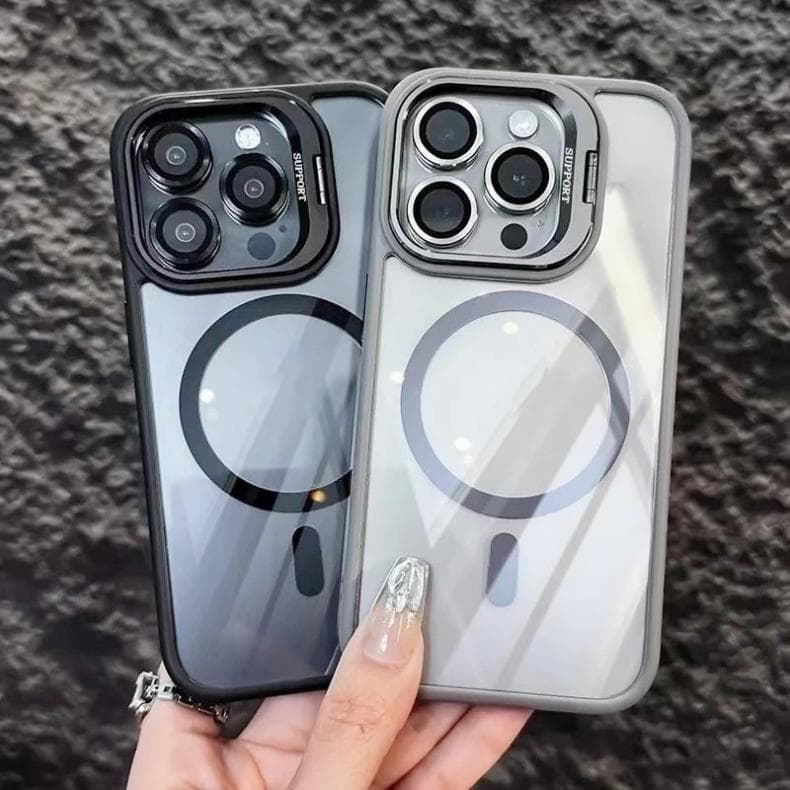 Capinha capa case magsafe + proteção lente câmera para iphone 11 12 13 14 15 16 pro plus promax