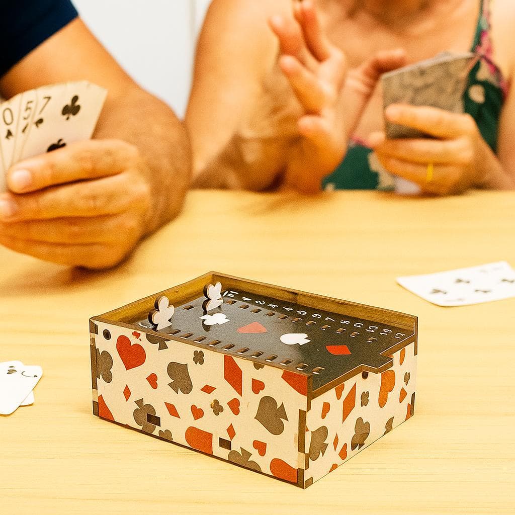 Estojo Caixa Baralho Com Marcador De Jogo De Truco Mdf