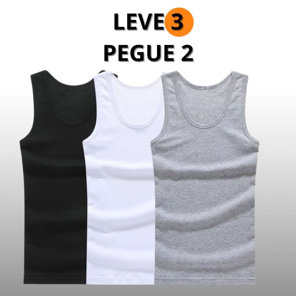Kit Leve 3 e Pague 2 : 3 Regata Masculina Regata Canelada Básica slin