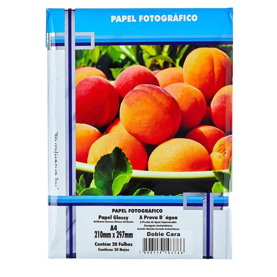 Papel Fotográfico Dupla face 180g A4 Glossy Brilhante Resistente a Água Masterprint