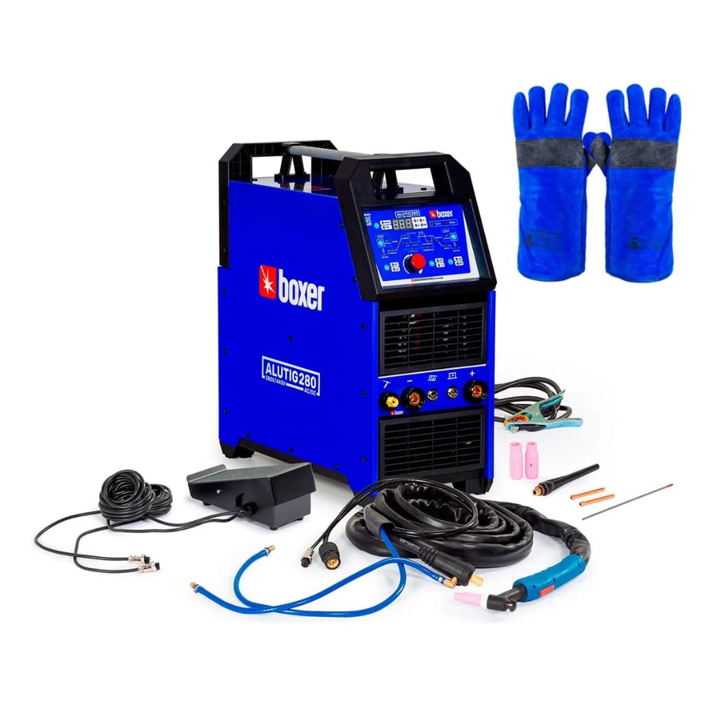 Máquina de Solda 280A 380V~440V TIG MMA Alta Frequência Alutig280 + Luva Para Soldador 300° Boxer