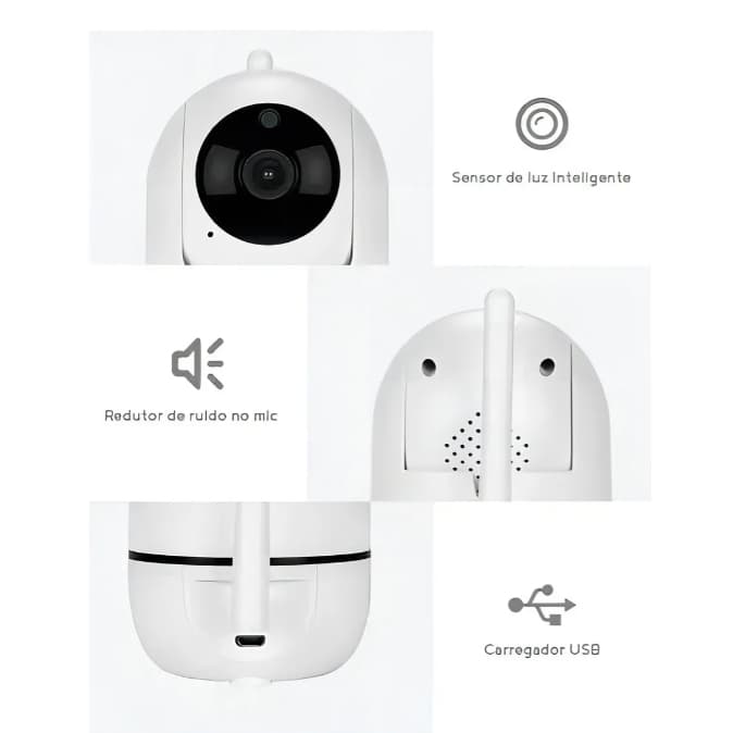 Mini Camera Robô Ip Wifi Hd Wireless Sensor Movimento Automatic