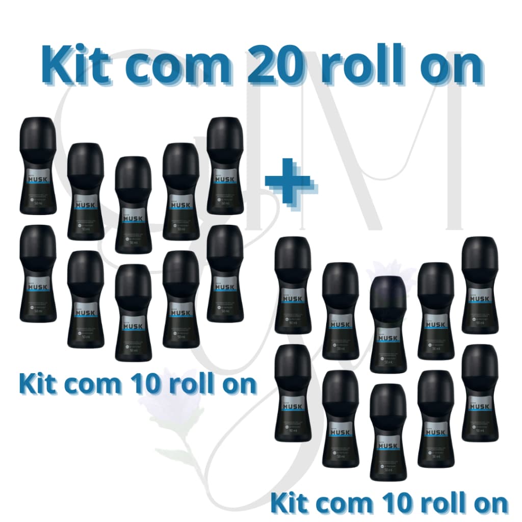 Kit com 20 Desodorante Roll-on Musk Marine-Avon.  Desodorante Masculino.