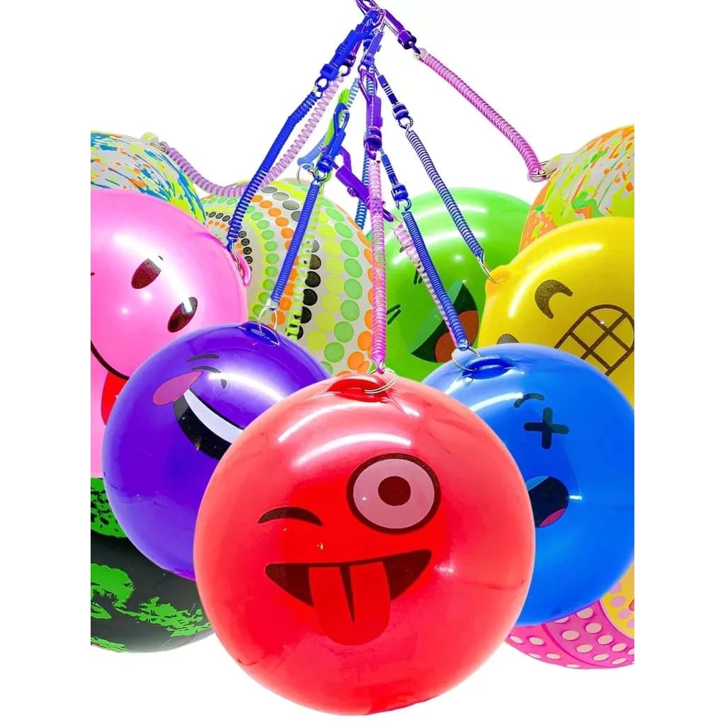 KIT Com 6 /12/ 24 Peças Bola Com Cordão Mola Coloridas Sortidas PROMOÇÃO ENVIO COR E MODELO ALEATORIO