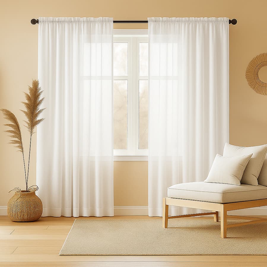 Cortina Voil Linho Flame Luxo 3,00x2,50 Varão Passante Sala - Sem Ilhós