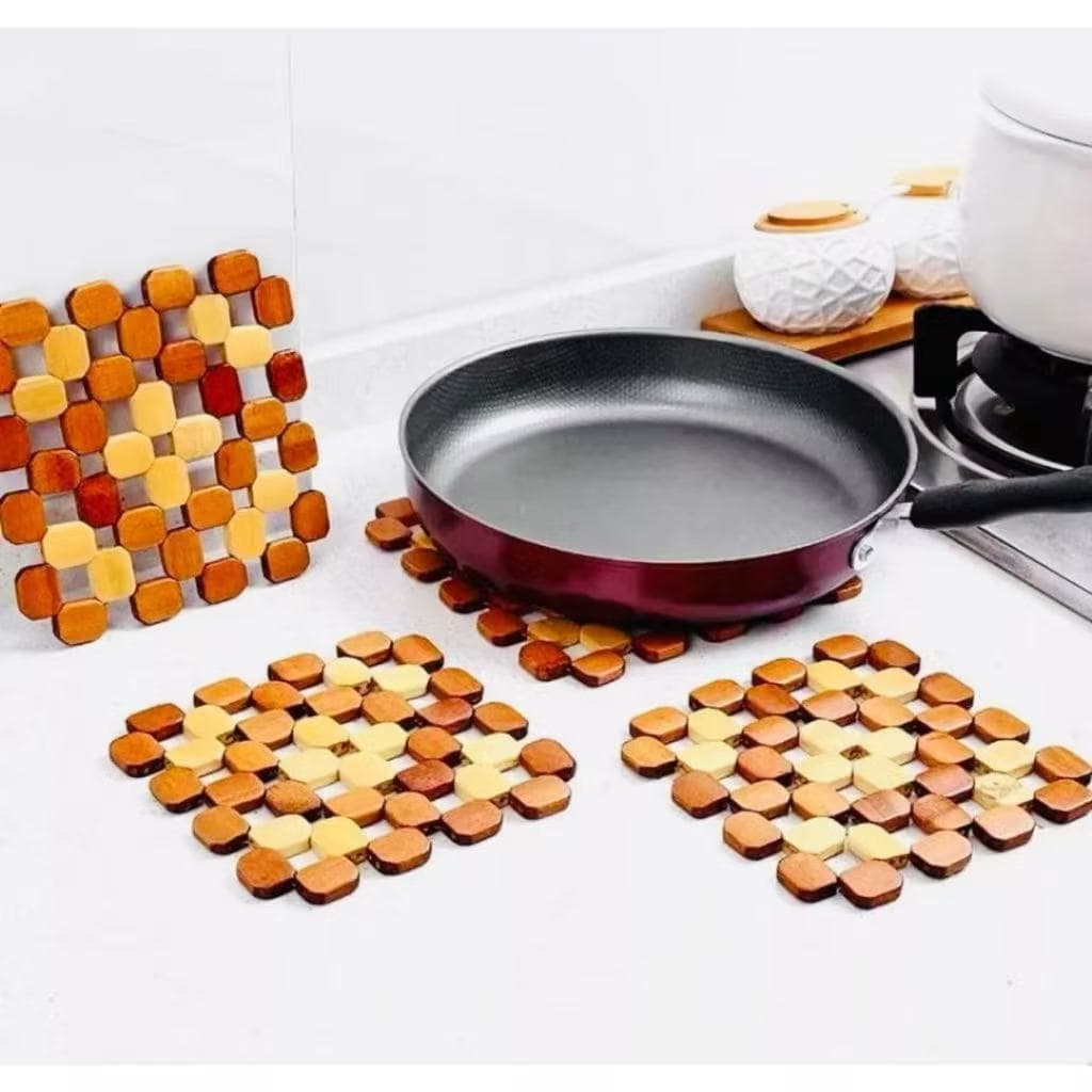 Kit 2 4 6 Descanso De Panela de Bambu Protetor Térmico Multiuso e Resistente para Casa e Cozinha