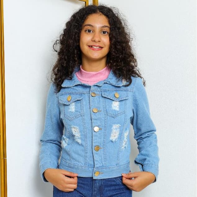 Jaqueta Jeans Menina Infantil Juvenil Rasgadinha Moda Blogueirinha Menina Casual
