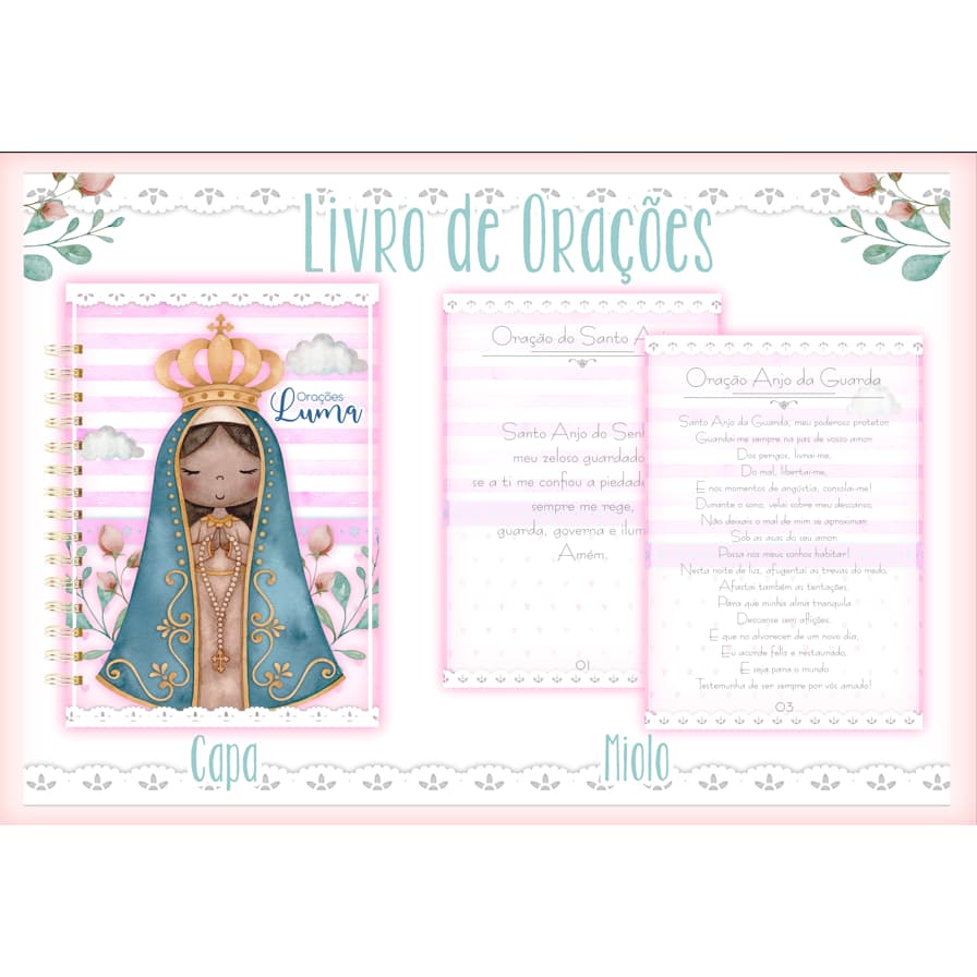 Livro de Orações Personalizado – Presente Religioso – Caderno Rosa 62 Páginas