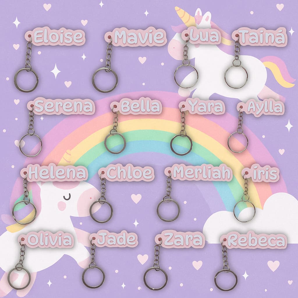 Chaveiro Personalizado Nome Feminino Ideal Para Identificação de Mochila Mala Estojo etc