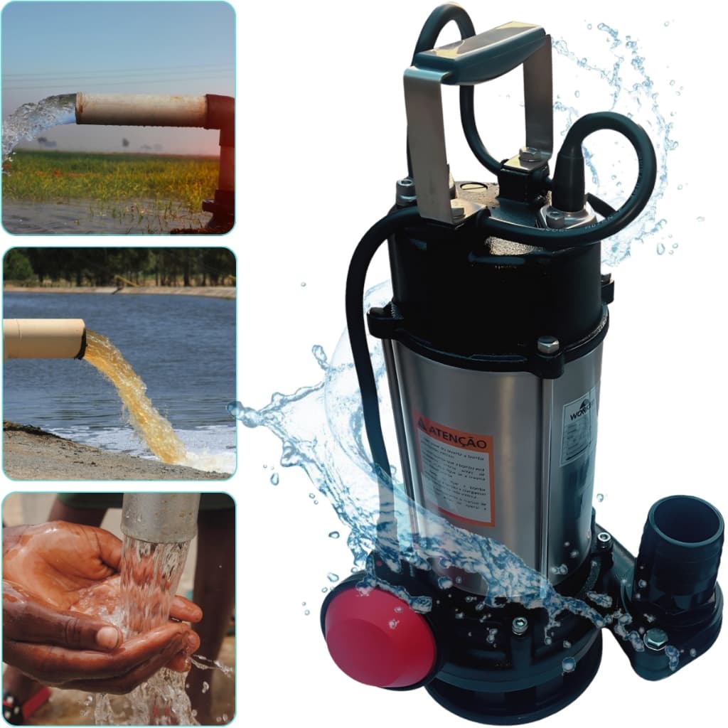 Bomba Submersível de Aço Inox 1hp Motor 2 Polos Limpeza de Caixa D'água Poço Drenagem pluviais Bombeamento não Fibrosos