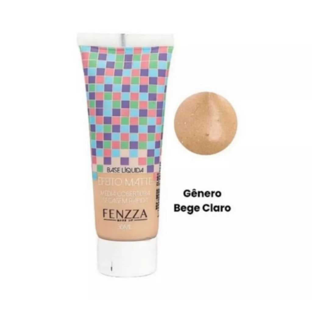 Base Líquida Efeito Matte 30 ml - FENZZA - Tom: Bege Claro