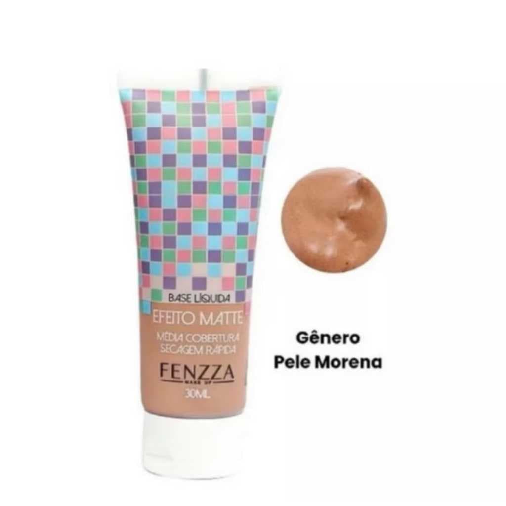 Base Líquida Efeito Matte 30 ml - FENZZA - Tom: Pele Morena