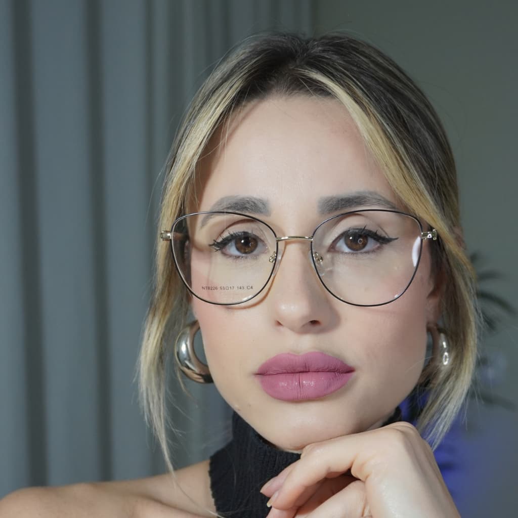 Armacao para oculos de grau feminino METAL tamanho medio com GLITTER\BRILHO na haste bem resistente