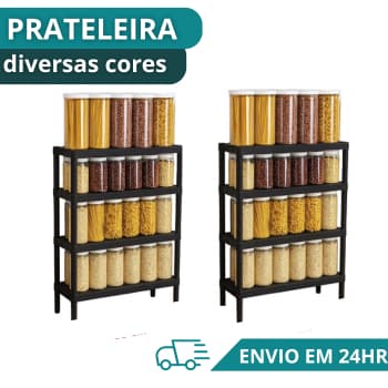 Display modular de plástico 4 andares- Prateleira Resistente