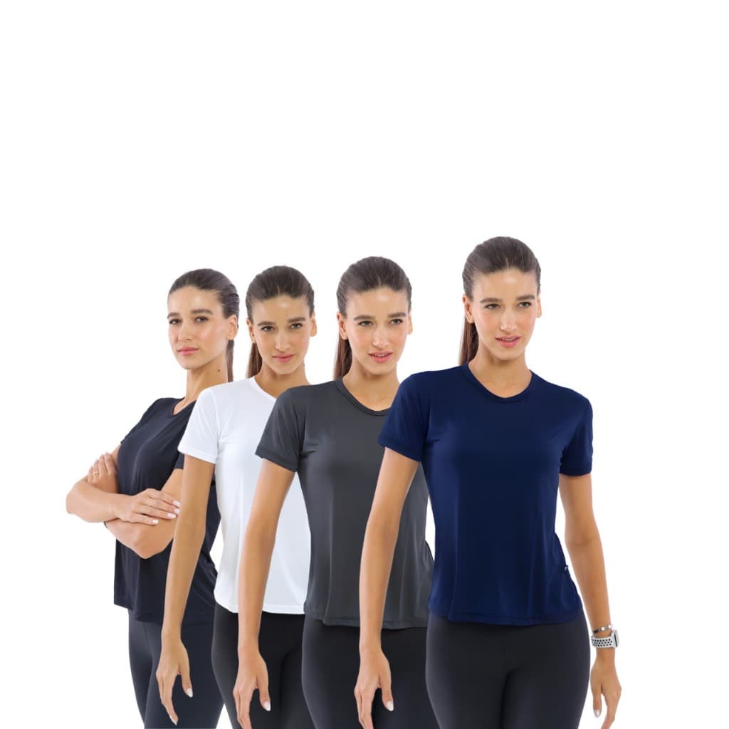 Kit 4 camisetas Dry Fit Baby Look Variados