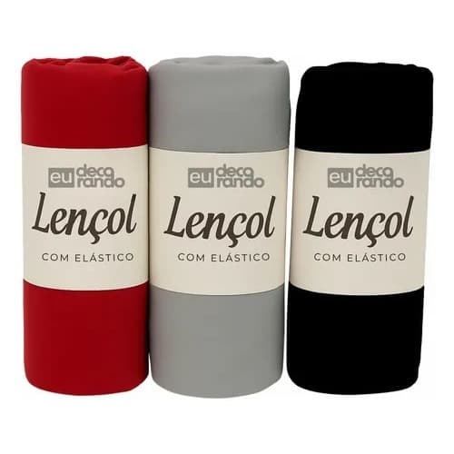 Kit 3 Lençol Casal Padrão Com elástico 100% Algodão Avulso Varias Cores 200 Fios