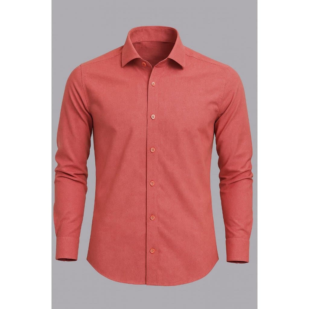 Blusa de Botão Gola Dura Manga Longa Slim Social Esporte Algodão