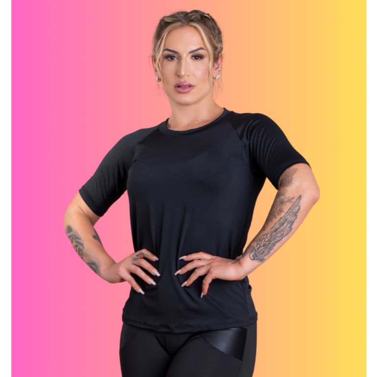 Camisa Térmica Feminina Proteção Solar Uv+50 Camiseta Segunda Pele Manga Curta Moda Inverno E Verão Blusa RIQ Modas