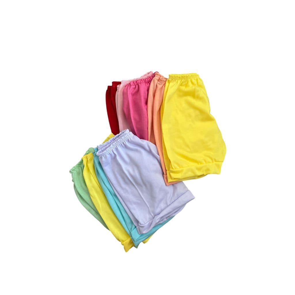 Kit shorts tapa fralda 5 pçs para bebê RN, MENINO E MENINA, cores lisas.