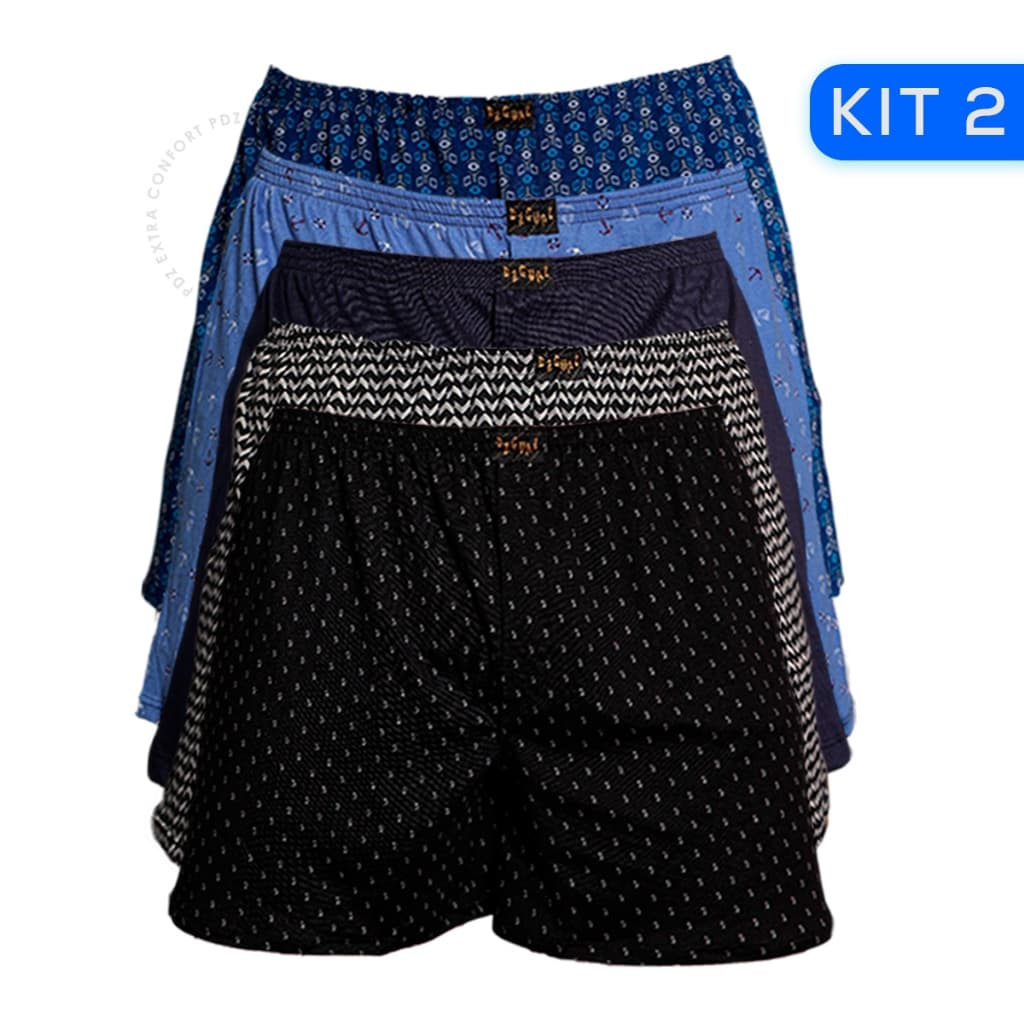 Kit 2 Samba Canção Plus Size Masculino Cueca Short de Dormir Suede Pijama Confortável