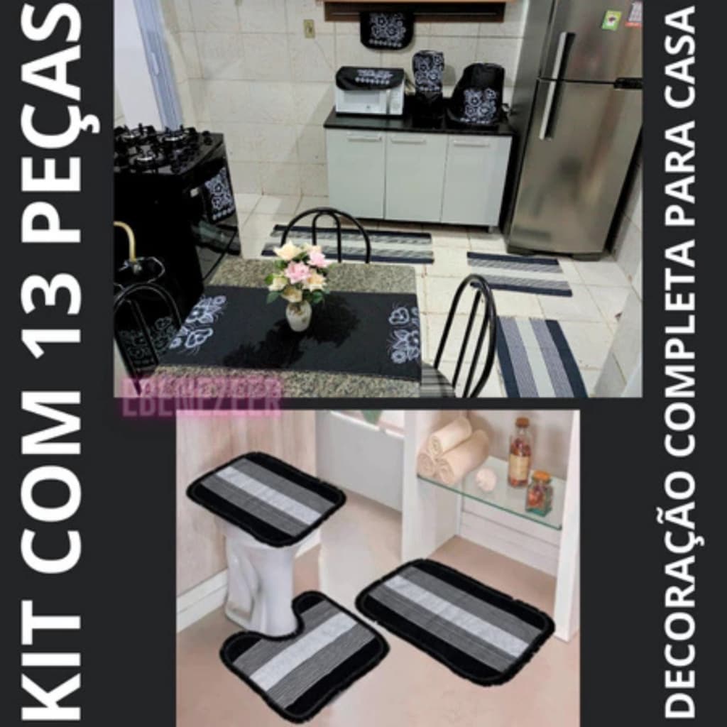 Jogo Cozinha Banheiro 13 Pçs Passadeira Pano Prato Eletrodomestico Sala Porta Barato PromoçãoAtacado