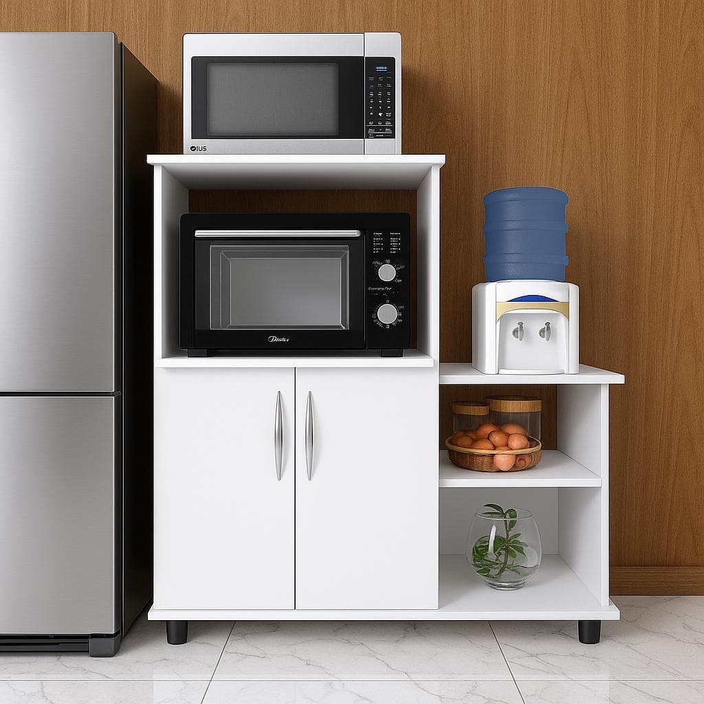 QUEIMA DE ESTOQUE - Balcão com Suporte para Forno ou Micro-ondas – Multiuso em MDP, com 2 Portas