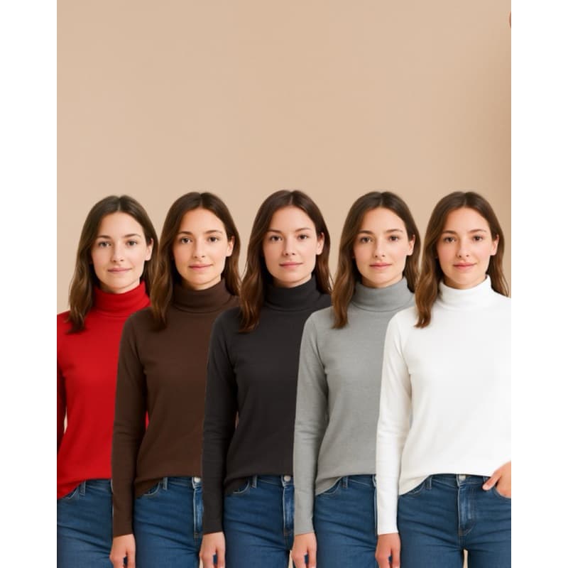Kit Com 10 Cacharrel Feminina | Gola Alta | Manga Longa | Inverno Lisa