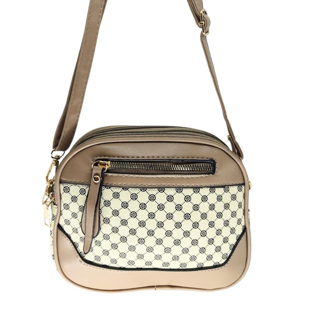 Bolsa feminina tiracolo transversal media três divisórias luxo