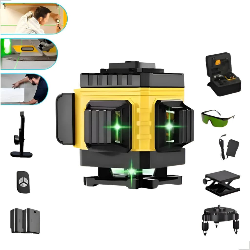 Kit Nível Laser Automático 360° 12 Linhas Verde Profissional