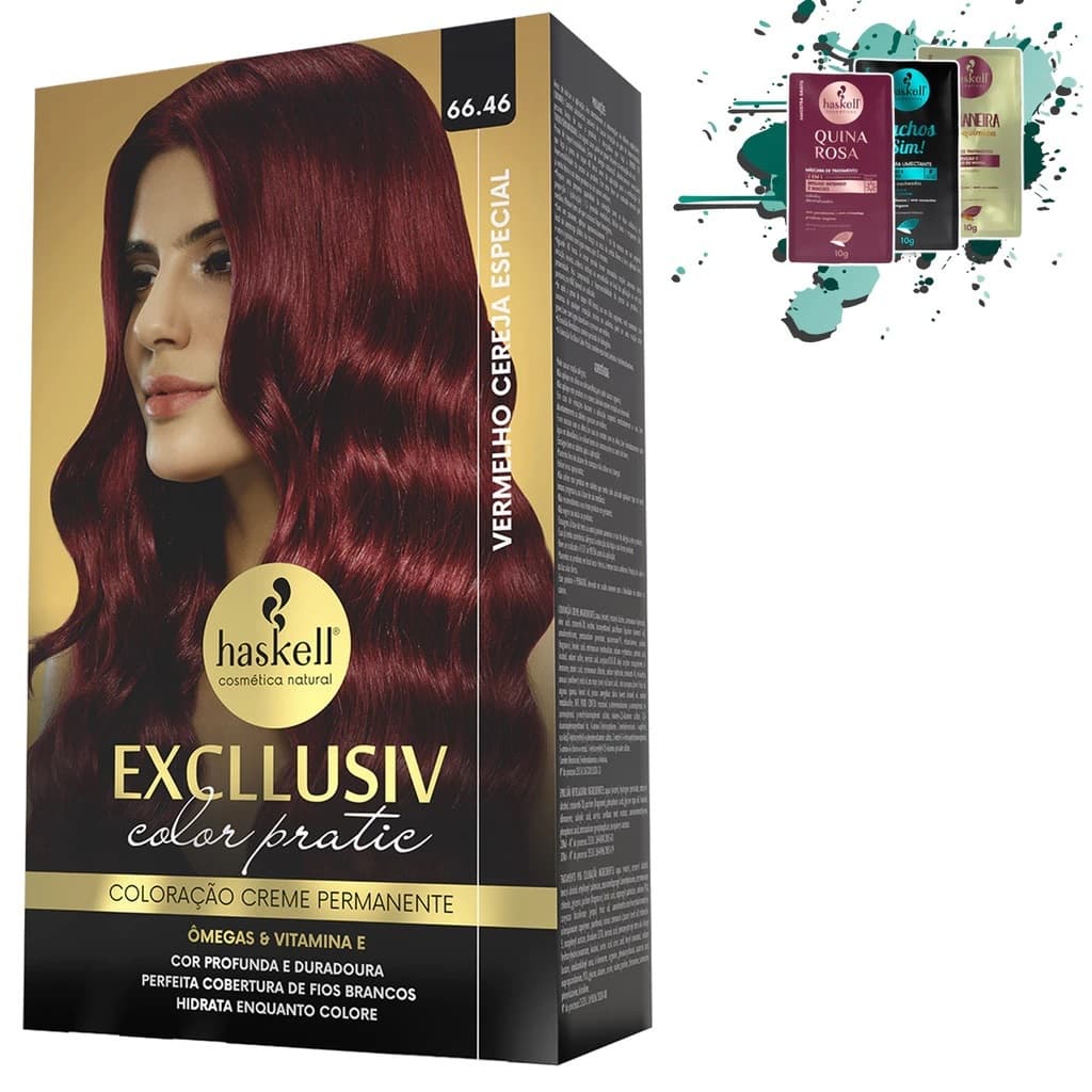 Kit Coloração 66.46 - Vermelho Cereja Especial - Excllusiv Color Pratic Haskell