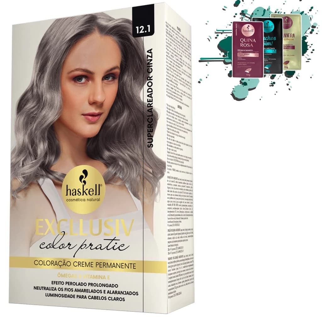Kit Coloração 12.1 - Superclareador Cinza - Excllusiv Color Pratic Haskell
