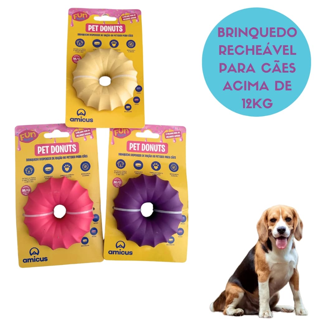 Brinquedo para cães Interativo Recheável Fun Toys Pet Donuts Dispenser tamanho M/G