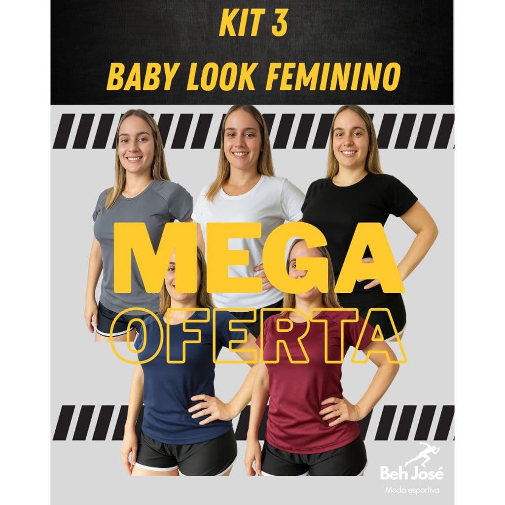 kit 3 babylook femininas dryfit