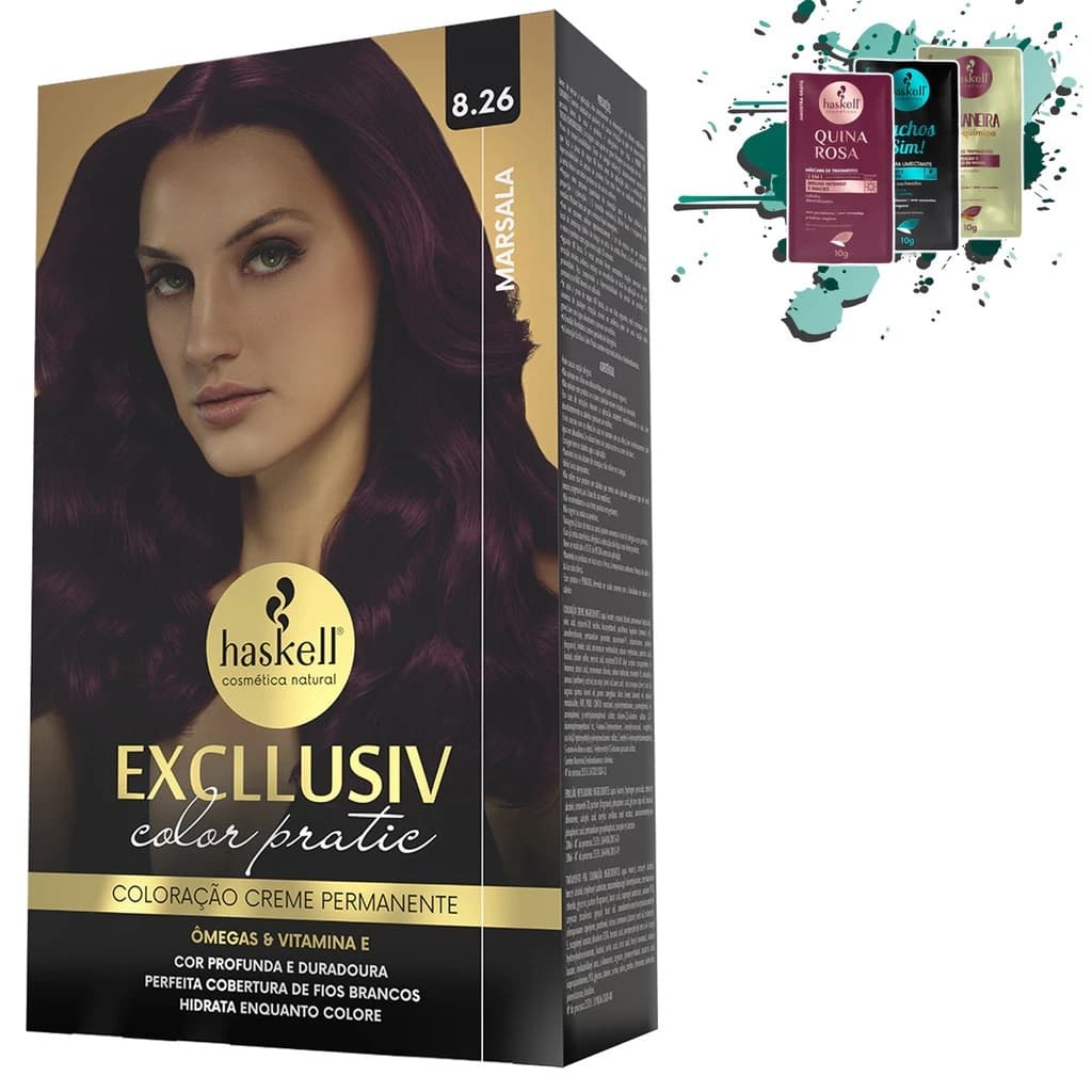 Kit Coloração 8.26 - Marsala - Excllusiv Color Pratic Haskell