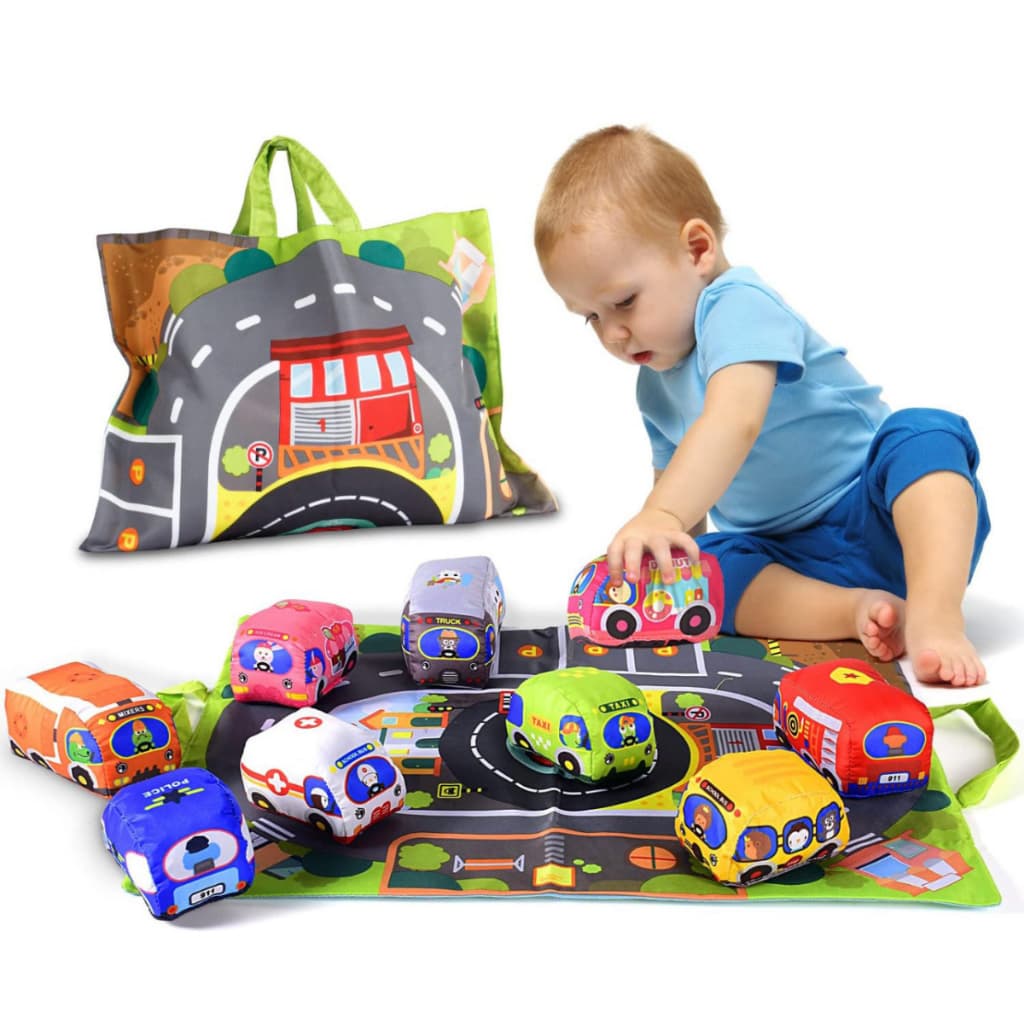 brinquedo para bebe carrinho de pano Tapete de atividades Brinquedo para bebê Pista interativa 6 meses