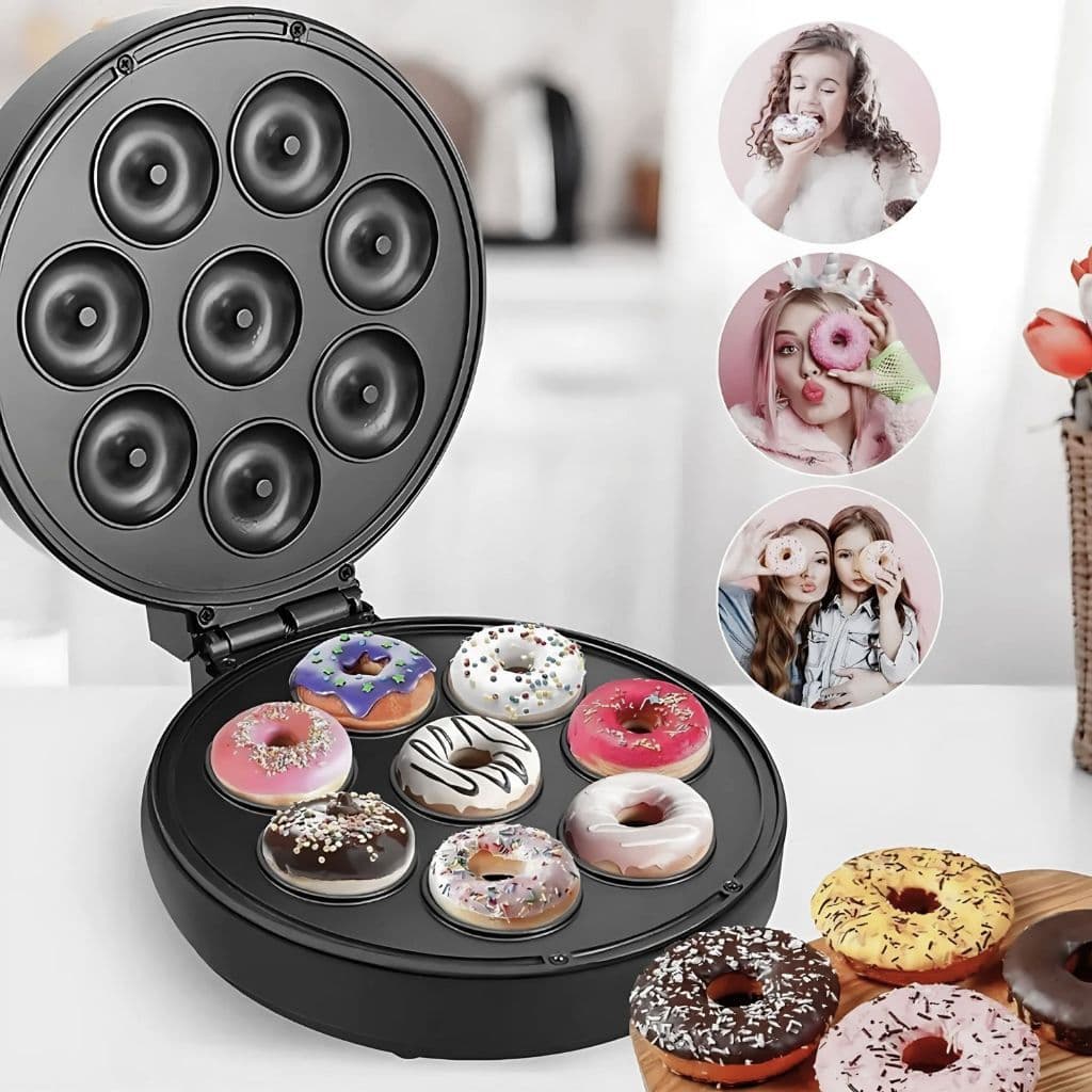 Máquina Mini Donuts Portátil 220V ou 110V 1000W com Revestimento Antiaderente Confeitaria Culinária