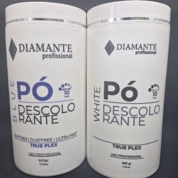 PÓ DESCOLORANTE 500GR ABRE ATÉ 10 TONS DIAMANTE PROFISSIONAL (BRANCO E AZUL)
