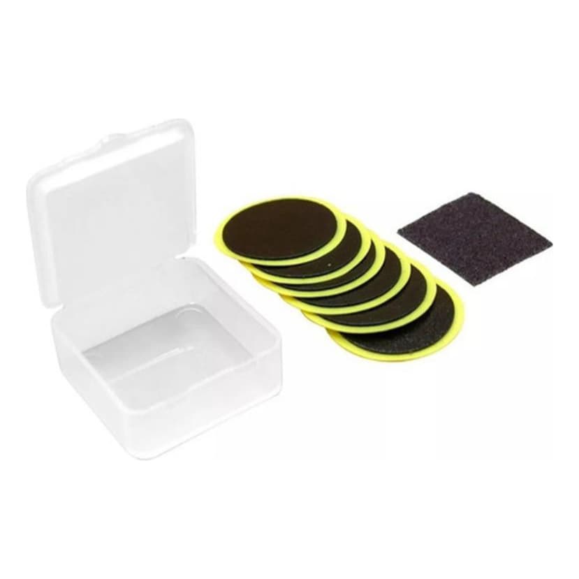 Kit Reparo de Pneus Bike com 6 Remendos Sem Cola + Lixa Portátil Fácil Uso