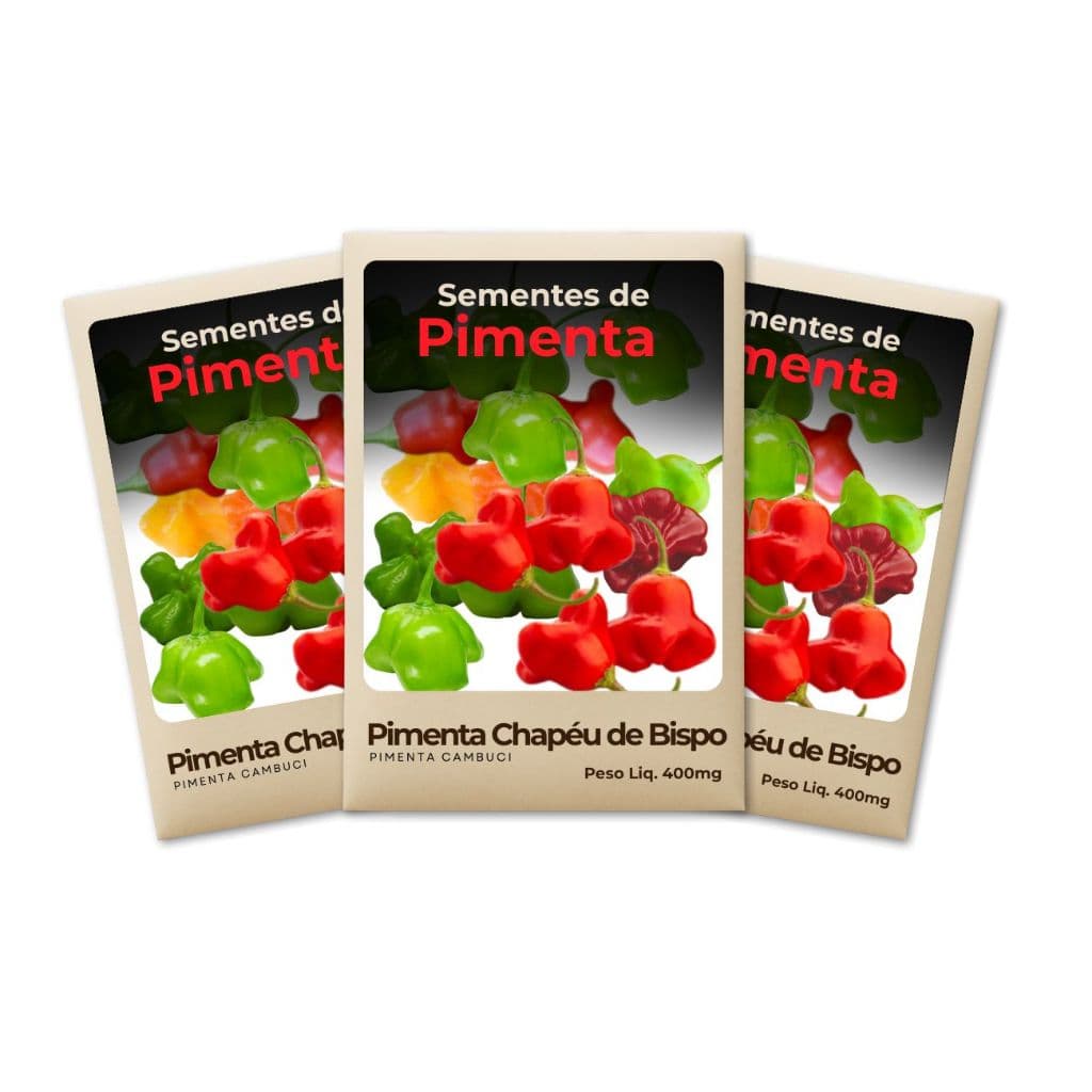 Semente Pimenta Chapéu Bispo Qualidade garantida para horta - Kit 3 Pct Pimenta Chapéu Bispo Semente 100% pura ideal par