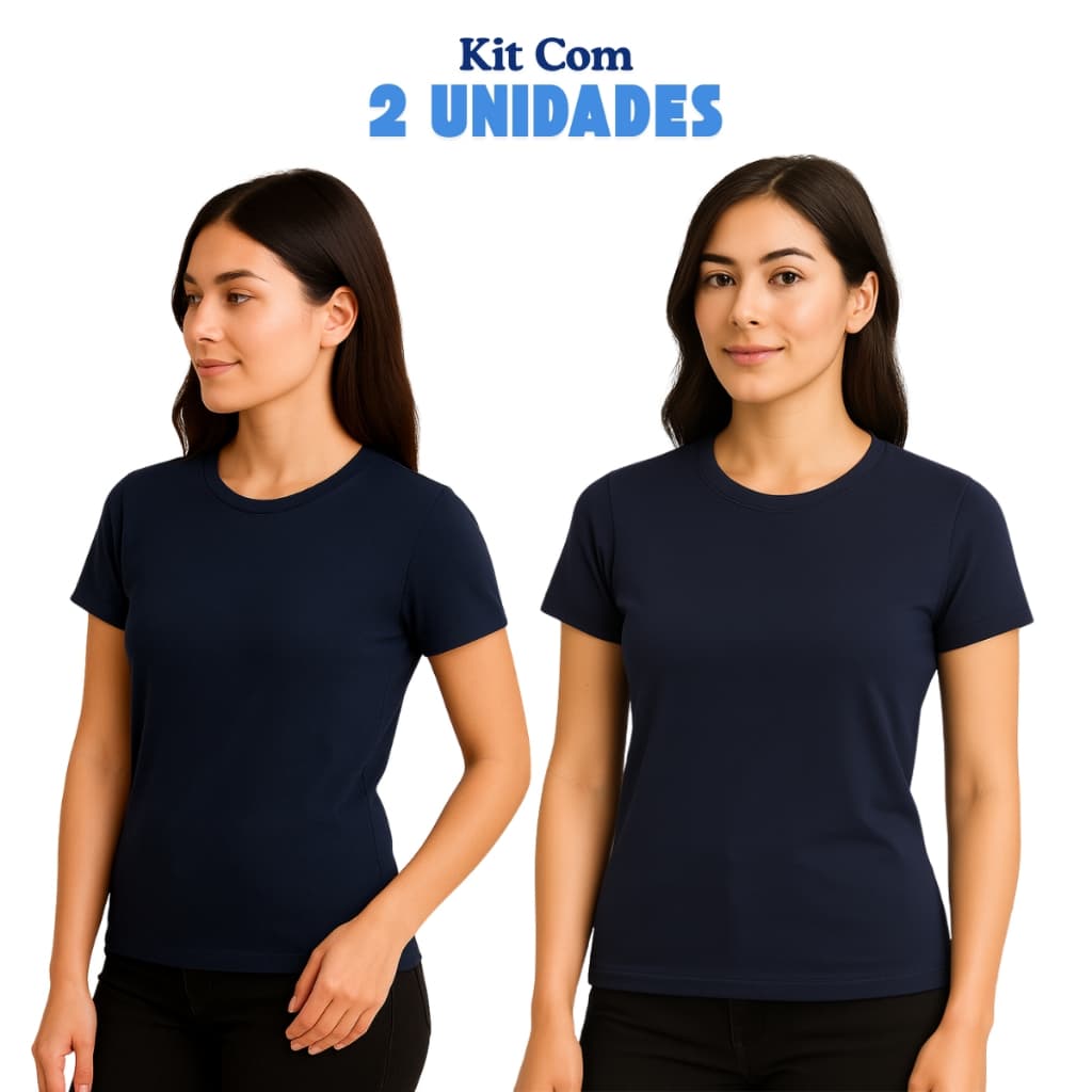 Kit 2 Camisa Básica Lisa Feminina T-shirts Baby Look 100% Algodão Premium
