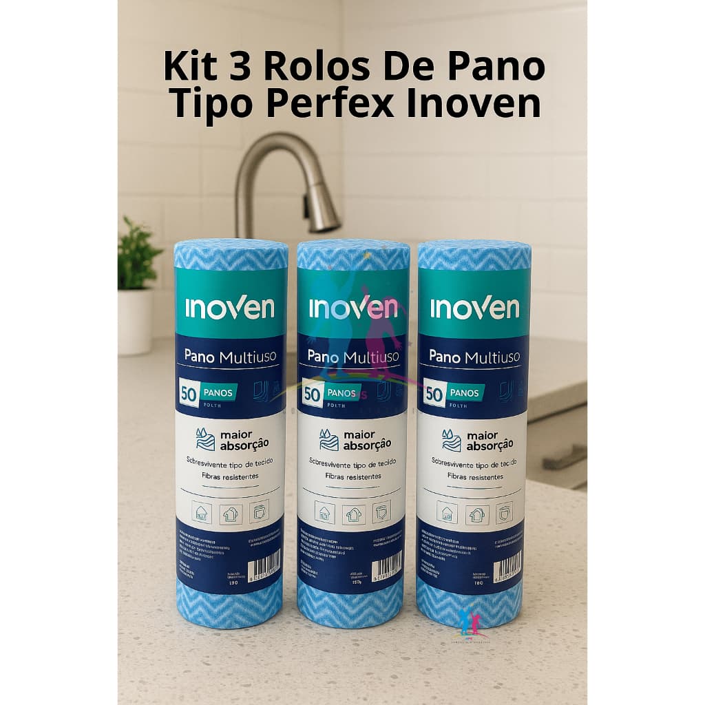 Pano de Limpeza Multiuso Perfex Com 50 Panos Rolo 28X50 Azul - ENVIO IMEDIATO