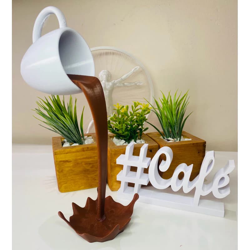 Xícara Flutuante Decorativa Cantinho do Café – Impressão 3D