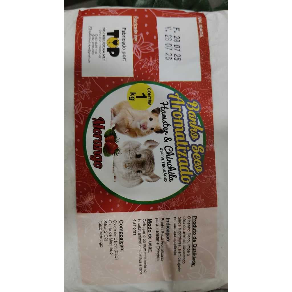 Banho Seco Para Hamster e Chinchila Refil 1kg (Morango)